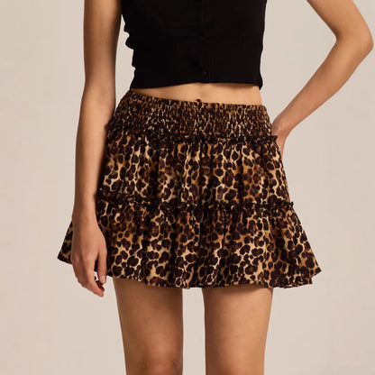 Sabrina | Women’s Flowy Leopard Ruffle Midi Skirt