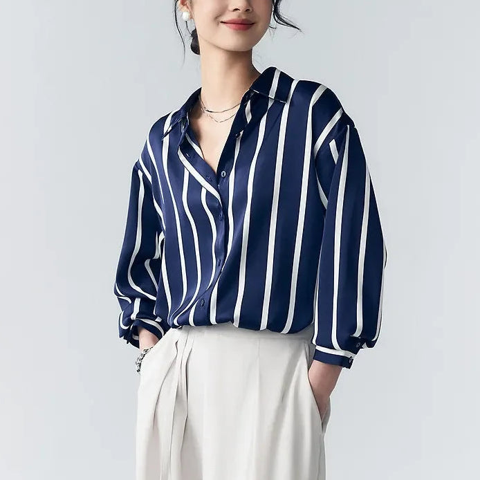 Mirabel | Women’s Classic Stripe Satin Maren Blouse