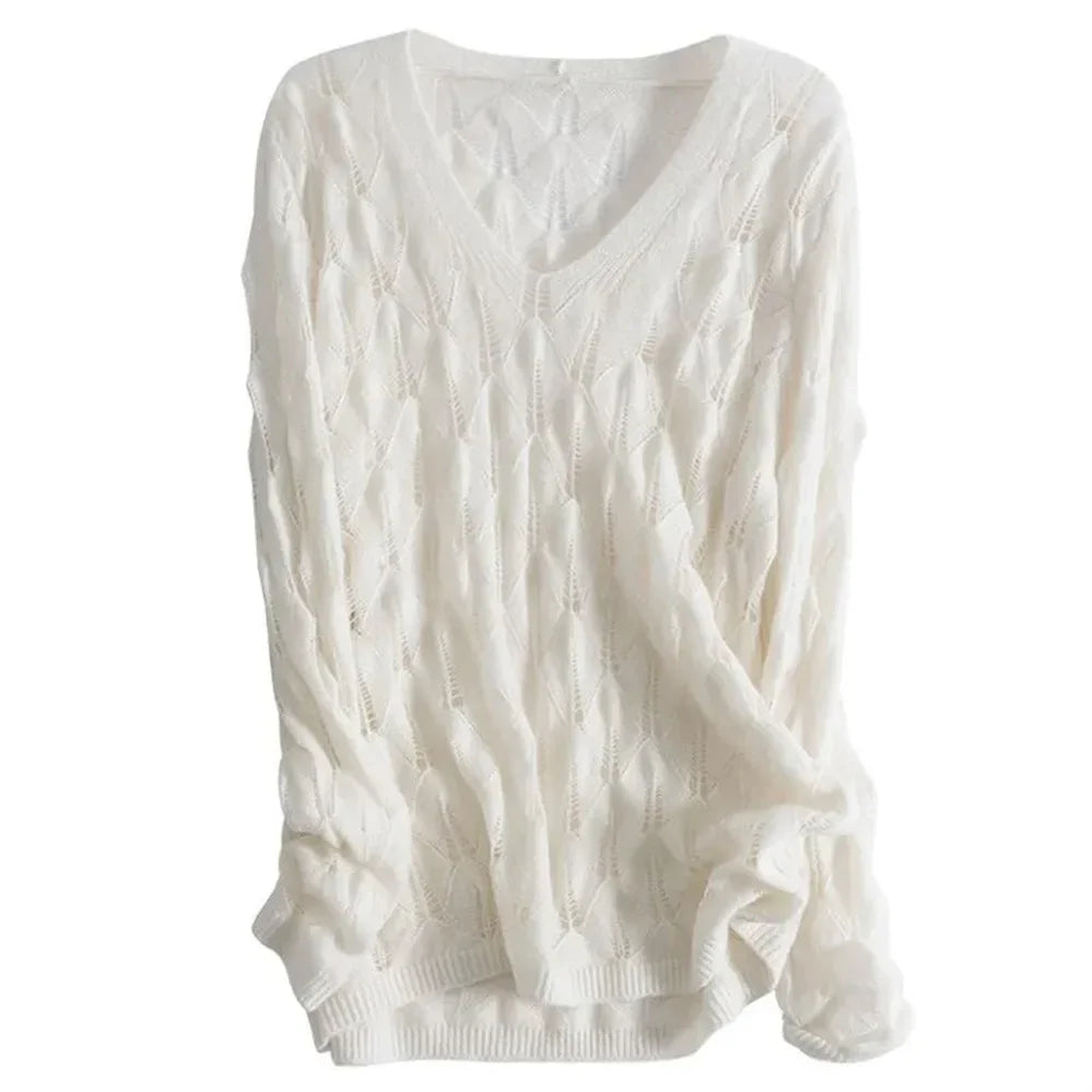 Maris | Women’s Open-Knit V-Neck Sweater