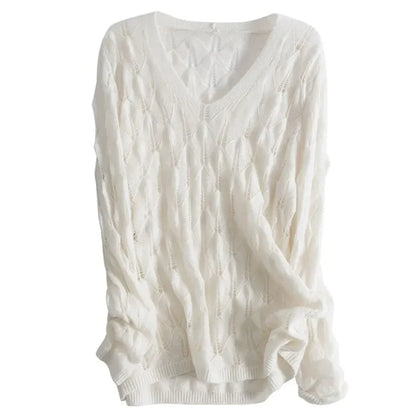 Maris | Women’s Open-Knit V-Neck Sweater