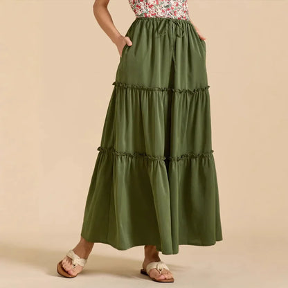 Daphne | Women’s Tiered Meadow Print Maxi Skirt