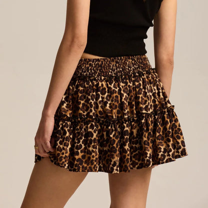 Sabrina | Women’s Flowy Leopard Ruffle Midi Skirt