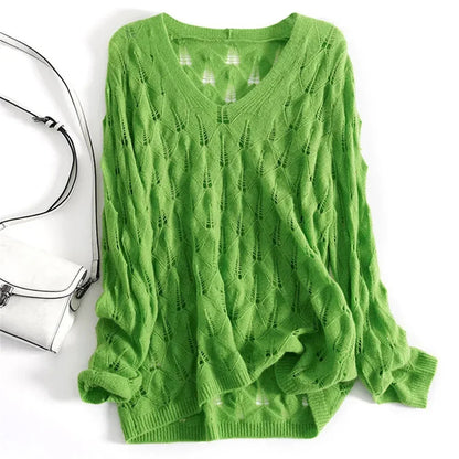 Maris | Women’s Open-Knit V-Neck Sweater