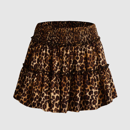 Sabrina | Women’s Flowy Leopard Ruffle Midi Skirt