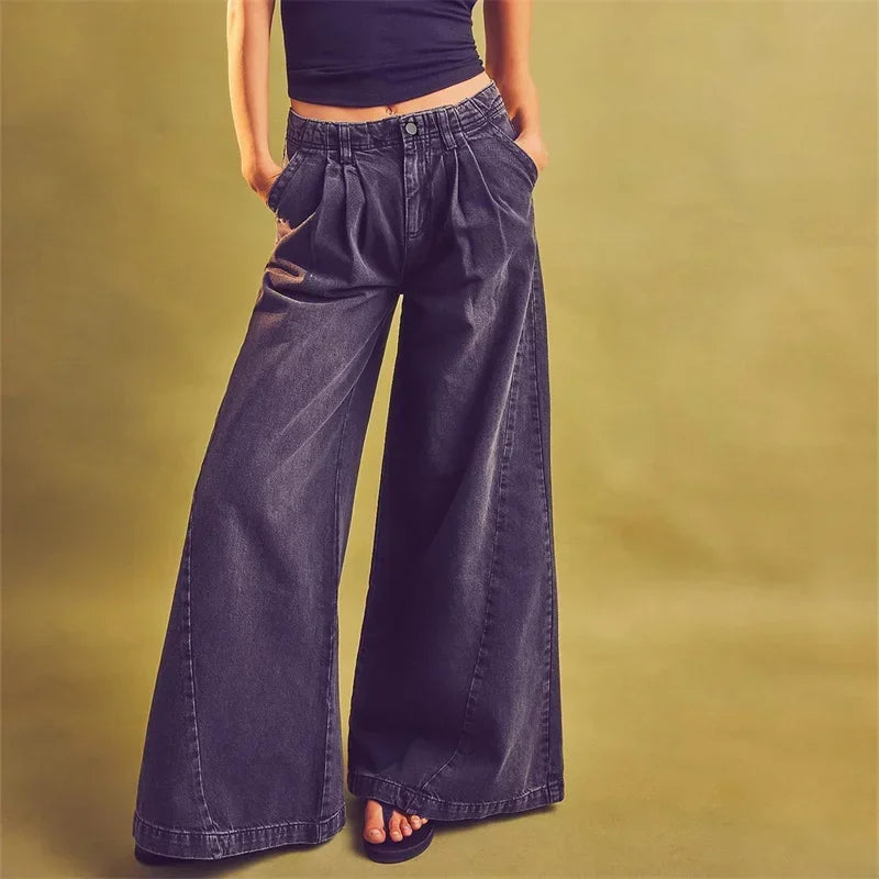 Erin | Women’s Modern Pleated Wide-Leg Jeans