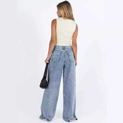 Kanye | Women’s High-Waist Wide-Leg Casual Jeans