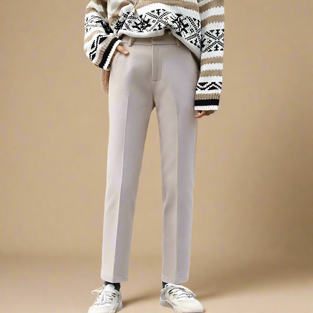 Rosalind | Women’s High-Waisted Wool Herringbone Pants
