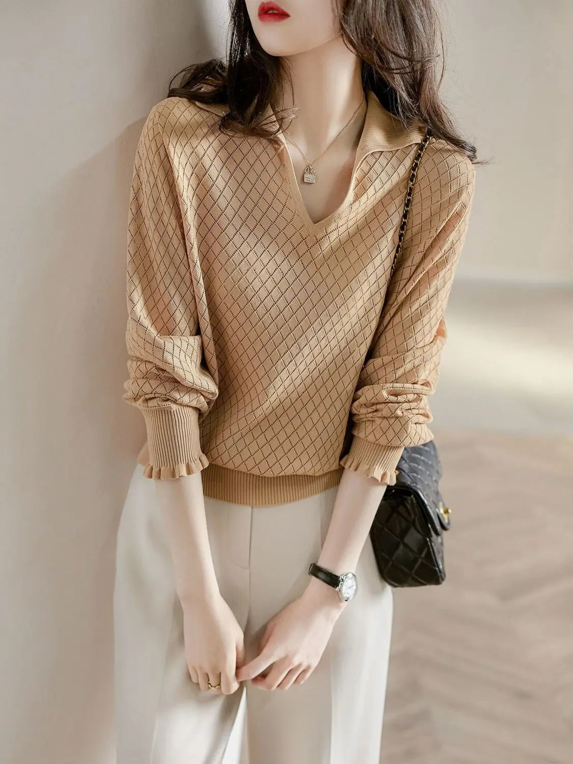 Irene | Women’s Céleste Diamond Knit Top