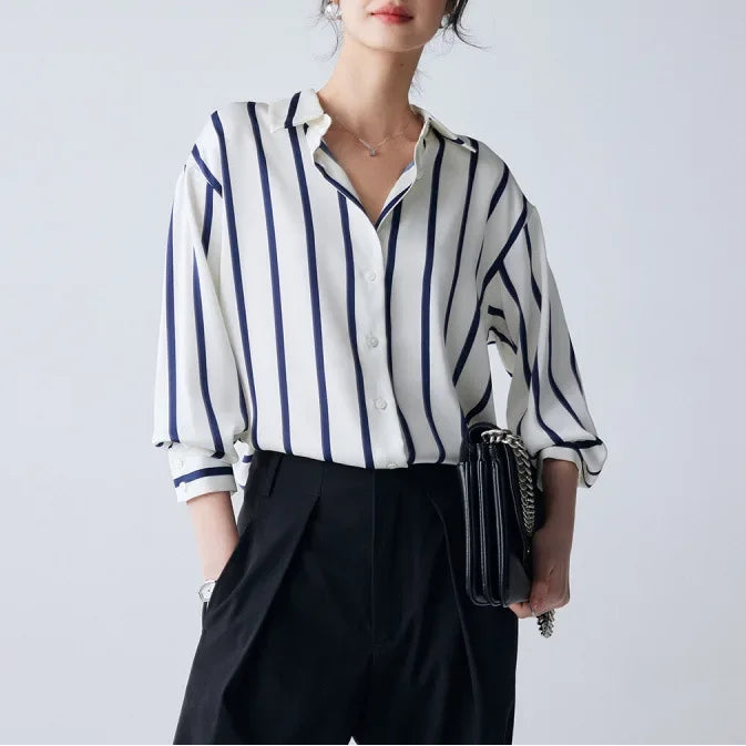 Mirabel | Women’s Classic Stripe Satin Maren Blouse