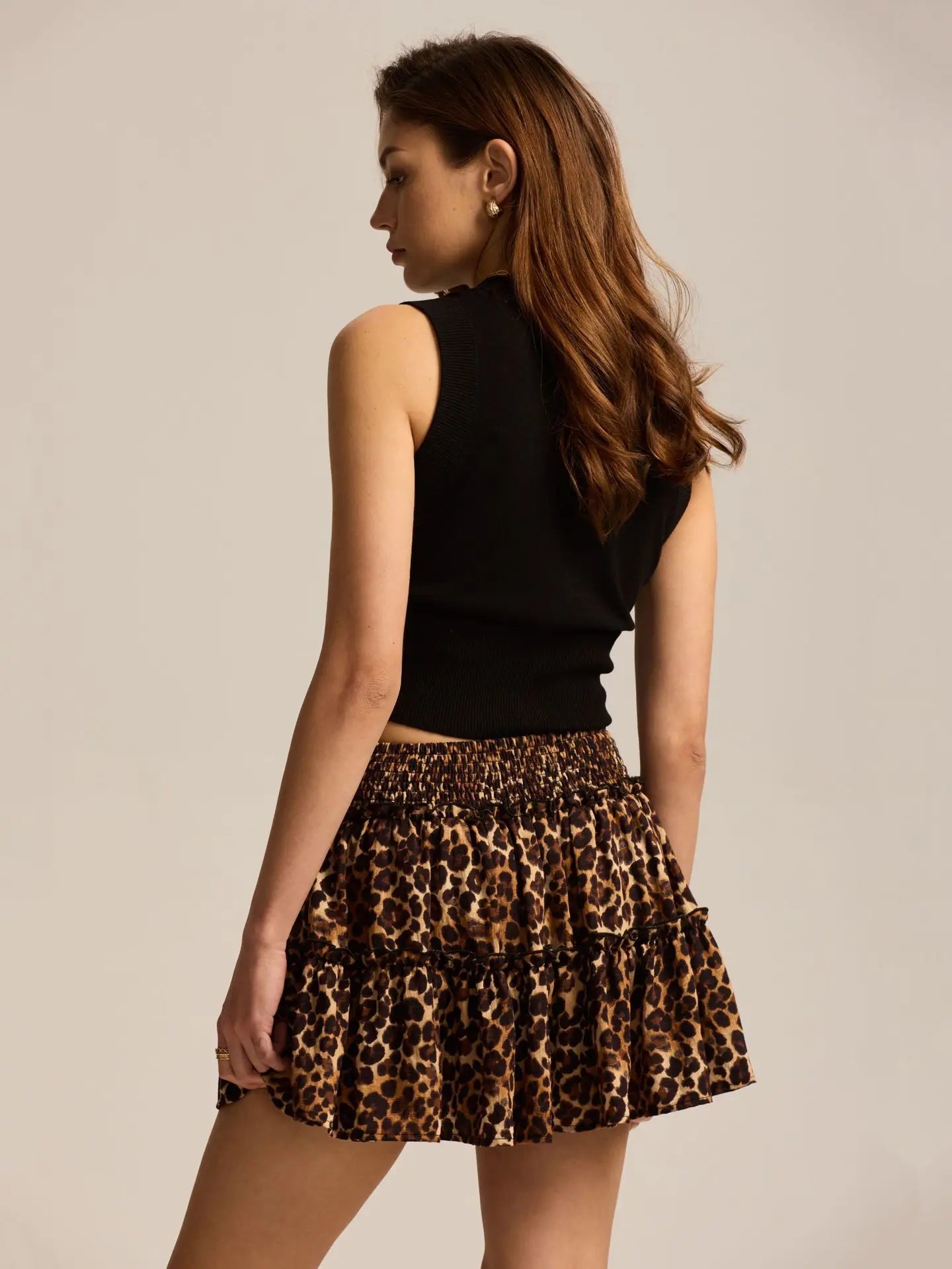 Sabrina | Women’s Flowy Leopard Ruffle Midi Skirt
