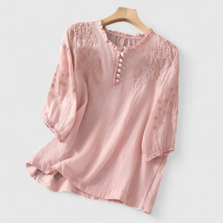Averelle | Women’s Embroidered Button Front Blouse