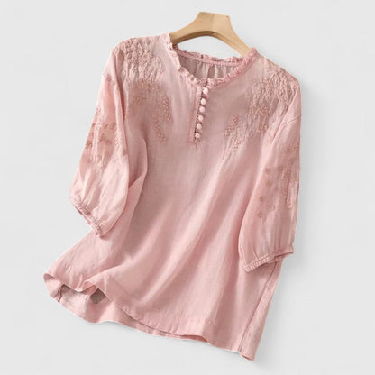 Averelle | Women’s Embroidered Button Front Blouse