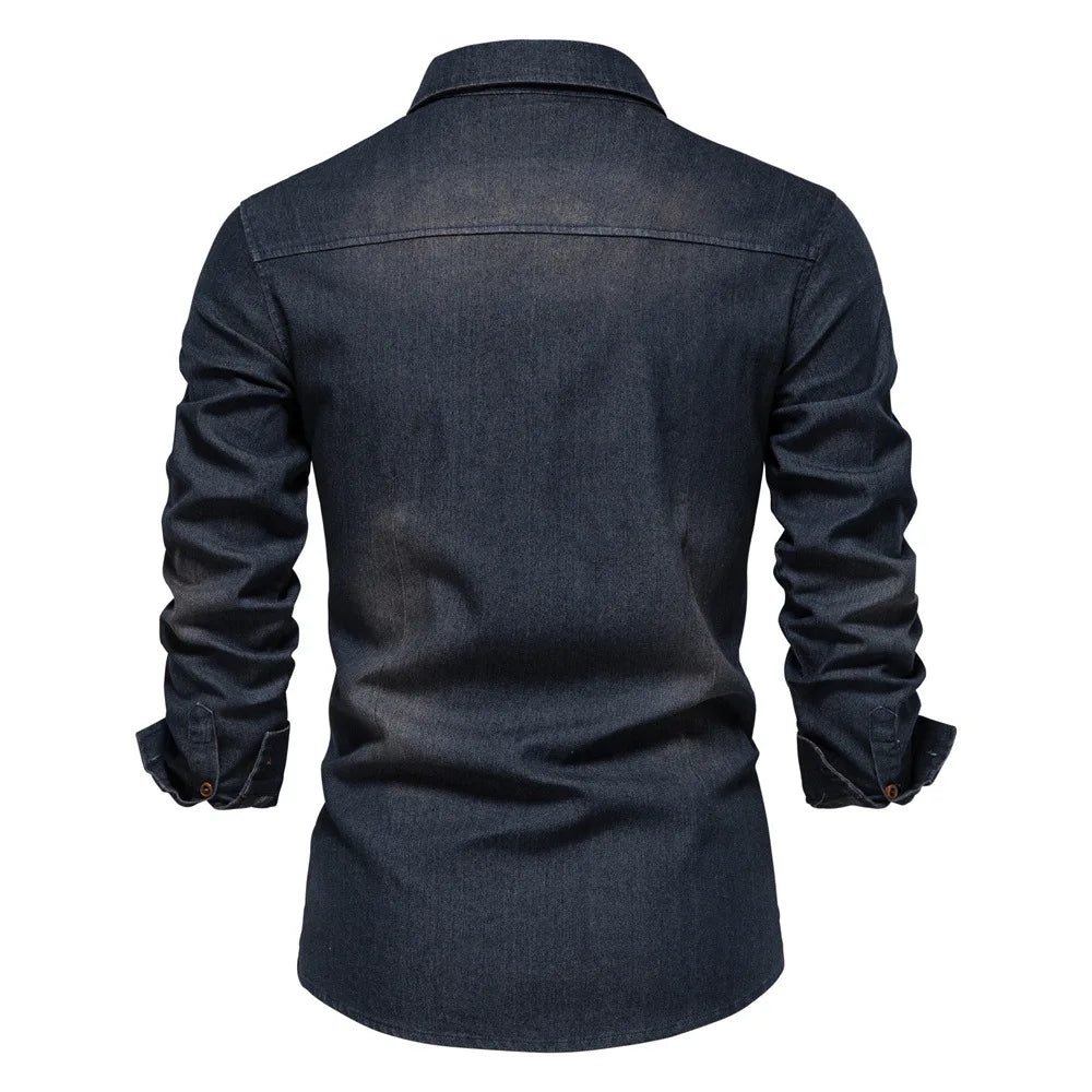 Draven | Men’s Dark Wash Denim Button Up Shirt