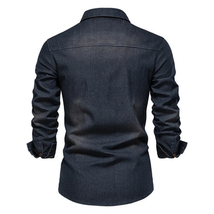 Draven | Men’s Dark Wash Denim Button Up Shirt