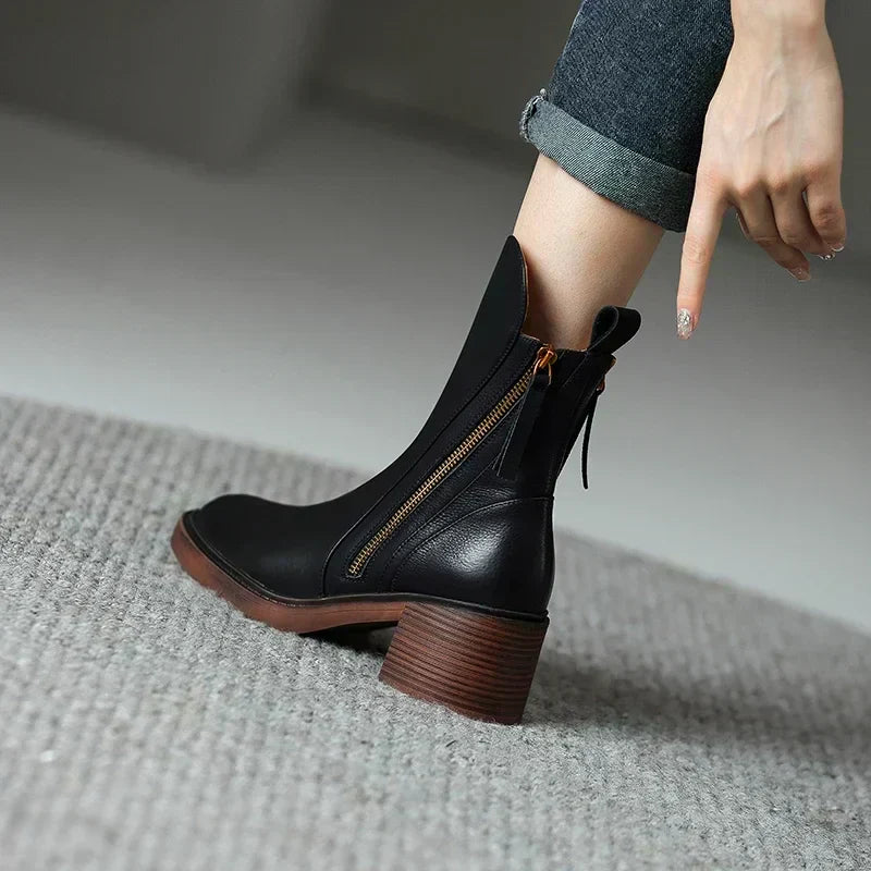 Angelica | Women’s Leather Block-Heel Ankle Boots