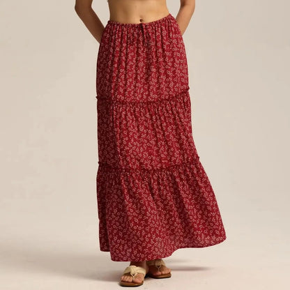 Daphne | Women’s Tiered Meadow Print Maxi Skirt