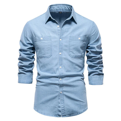 Declan | Men’s Denim Button-Up Shirt with Chest Pockets