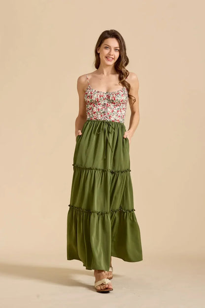 Daphne | Women’s Tiered Meadow Print Maxi Skirt