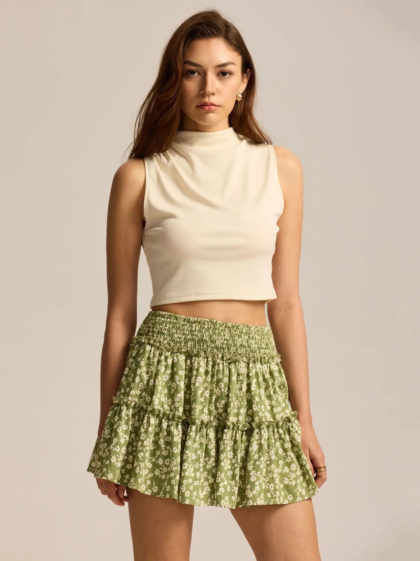 Sabrina | Women’s Flowy Leopard Ruffle Midi Skirt