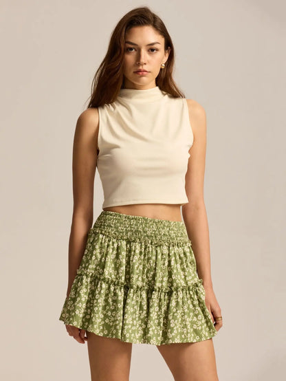 Sabrina | Women’s Flowy Leopard Ruffle Midi Skirt