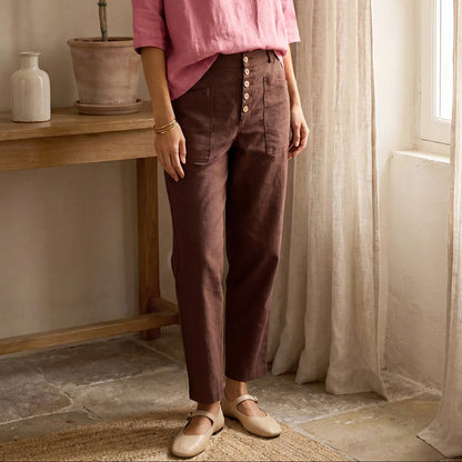Blair | Women’s Linen Button-Fly High-Waist Trousers