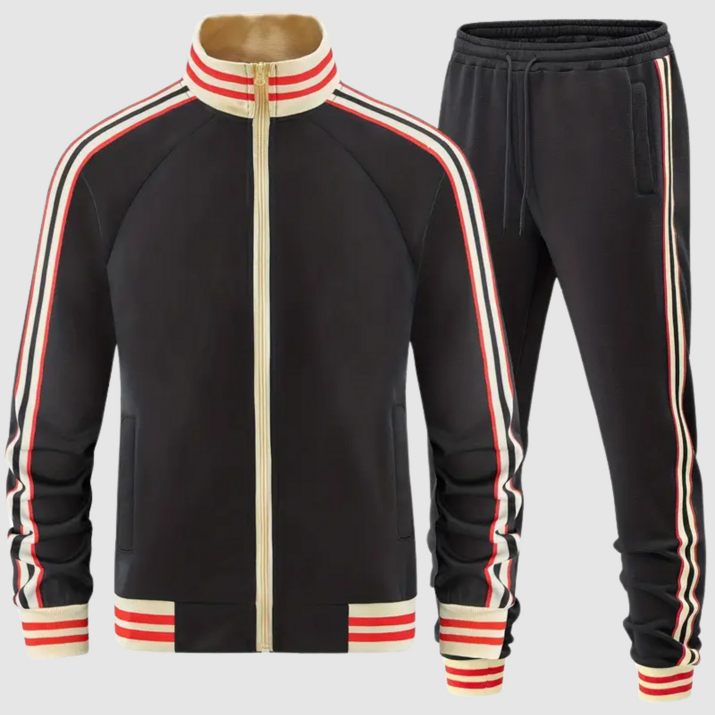 Hunter | Men’s Two-Piece Tracksuit – Full-Zip Top & Stripe Tapered Joggers