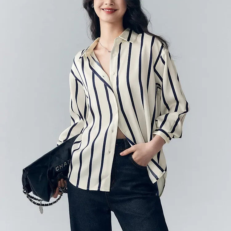 Mirabel | Women’s Classic Stripe Satin Maren Blouse