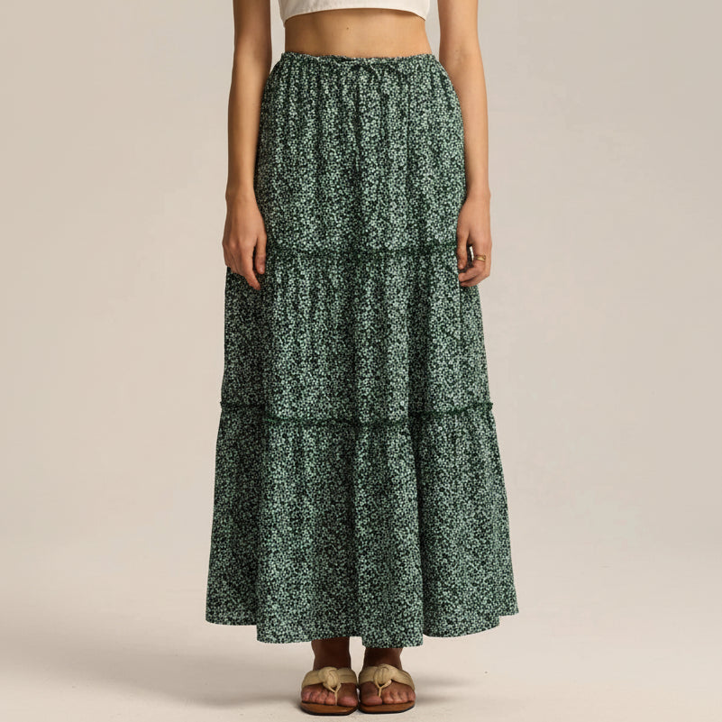 Daphne | Women’s Tiered Meadow Print Maxi Skirt