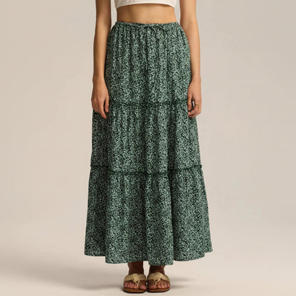 Daphne | Women’s Tiered Meadow Print Maxi Skirt