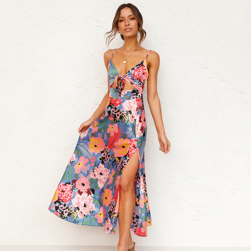 Marin | Women’s Wedding Guest Floral Maxi Dress with Strappy Neckline