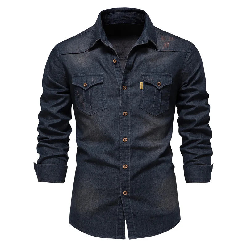 Draven | Men’s Dark Wash Denim Button Up Shirt