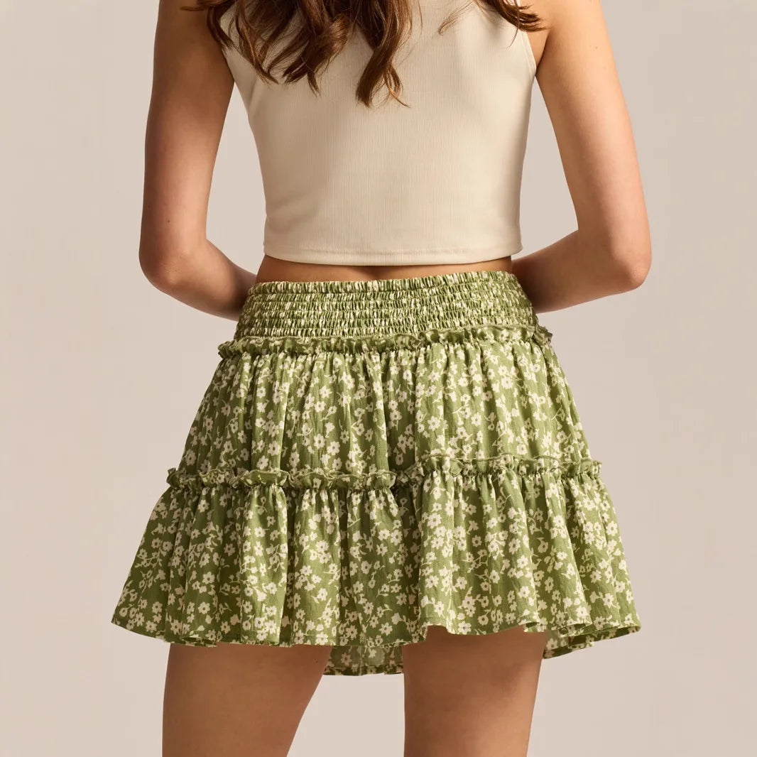 Sabrina | Women’s Flowy Leopard Ruffle Midi Skirt