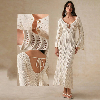 Alexa | Women’s Breezy Open-Knit Midi Dress