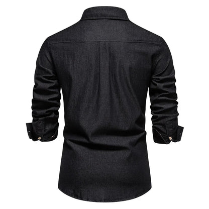 Declan | Men’s Denim Button-Up Shirt with Chest Pockets