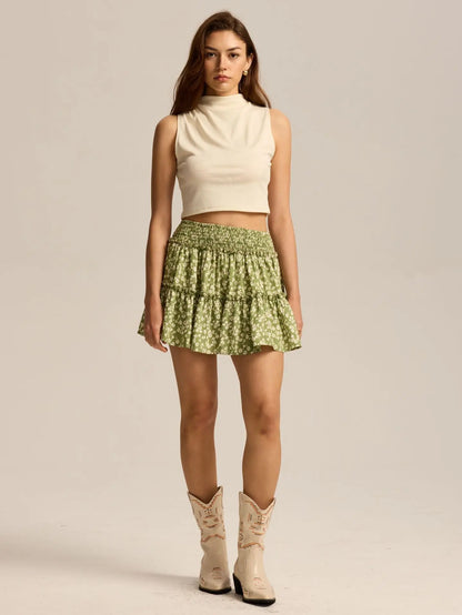 Sabrina | Women’s Flowy Leopard Ruffle Midi Skirt