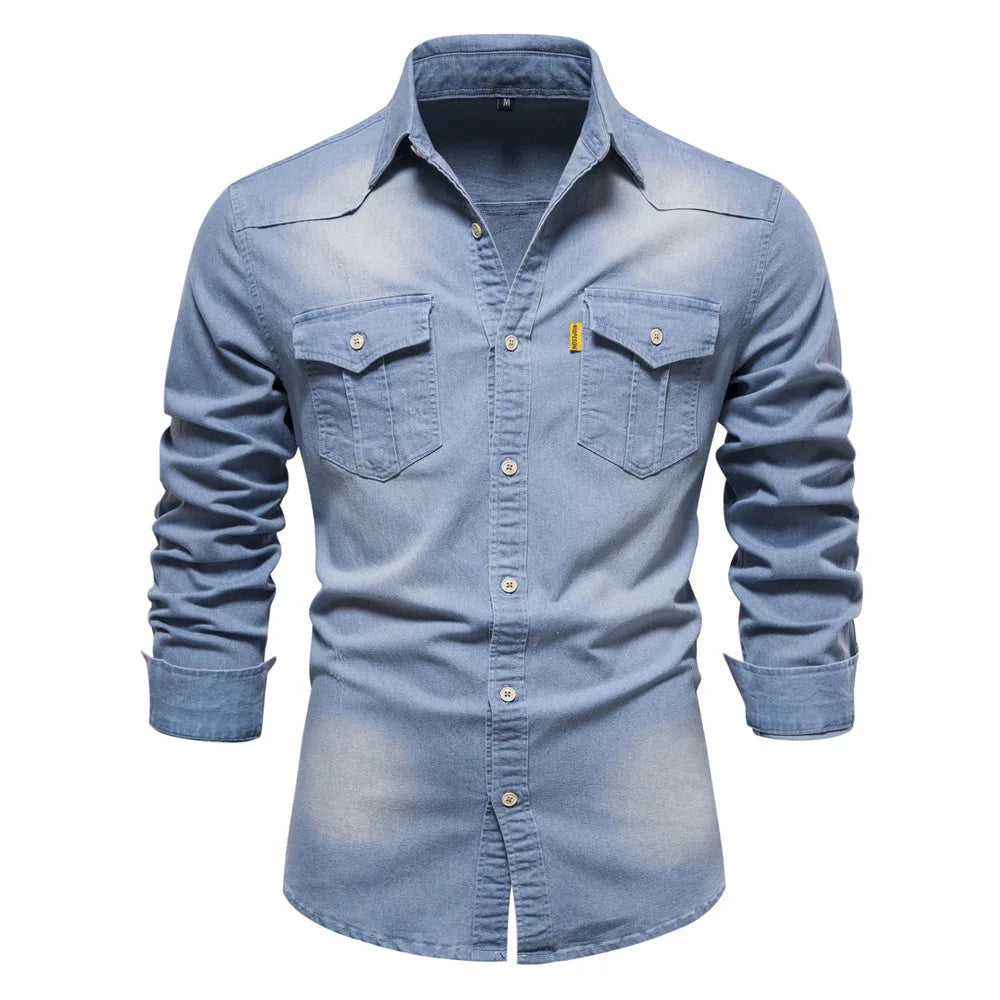 Draven | Men’s Dark Wash Denim Button Up Shirt