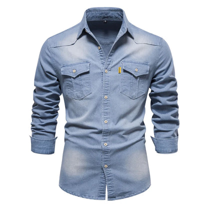 Draven | Men’s Dark Wash Denim Button Up Shirt