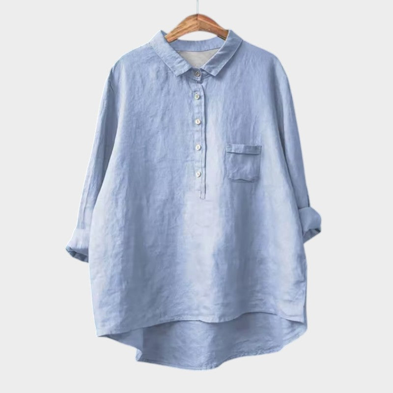 Ottilie | Women’s Relaxed Half Button Linen Blouse