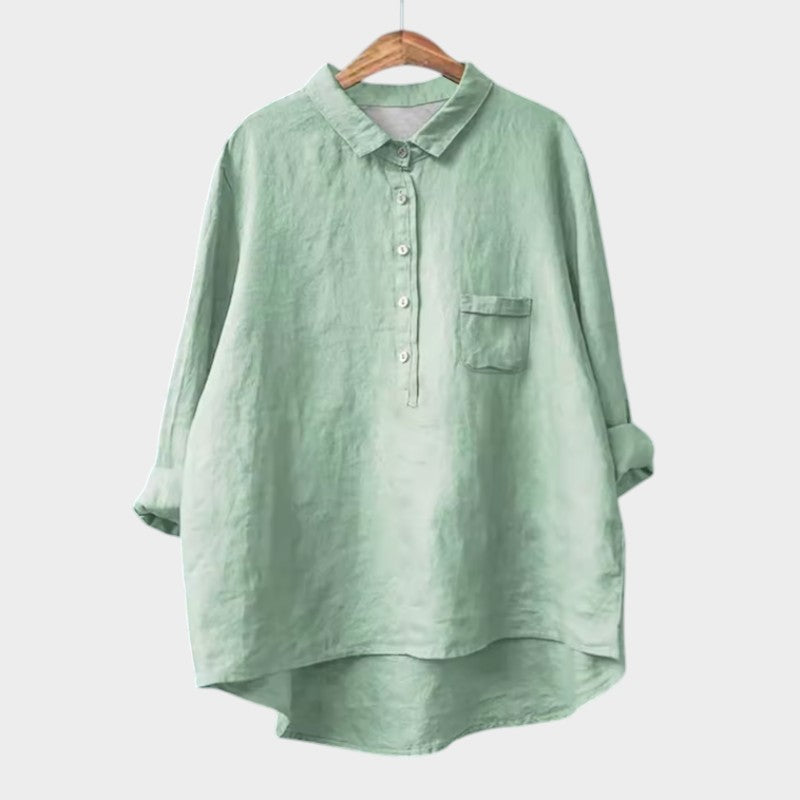 Ottilie | Women’s Relaxed Half Button Linen Blouse