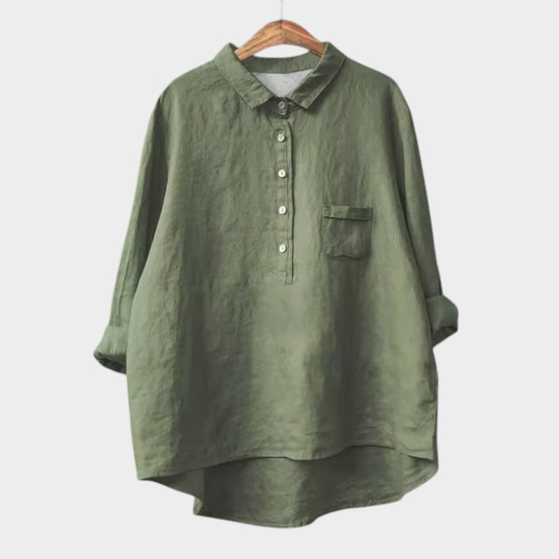 Ottilie | Women’s Relaxed Half Button Linen Blouse