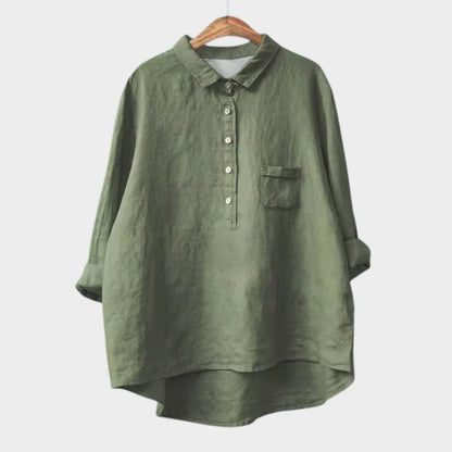 Ottilie | Women’s Relaxed Half Button Linen Blouse