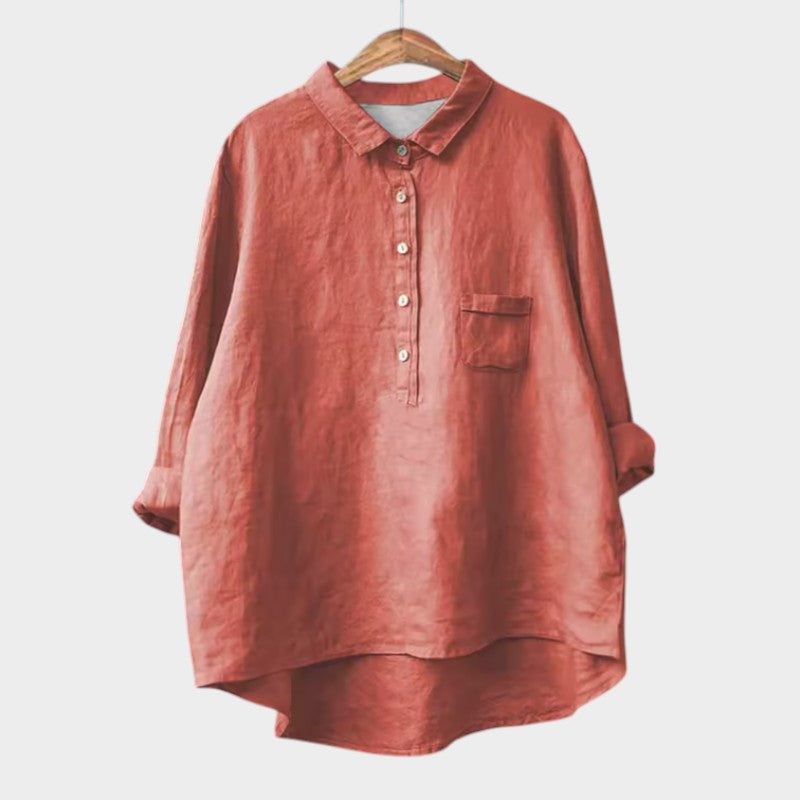 Ottilie | Women’s Relaxed Half Button Linen Blouse