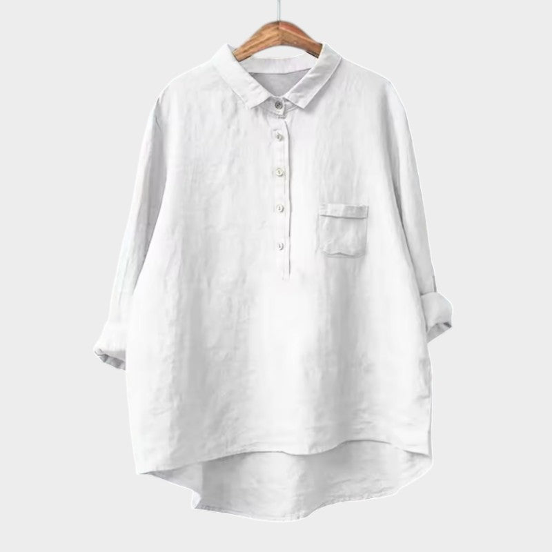 Ottilie | Women’s Relaxed Half Button Linen Blouse