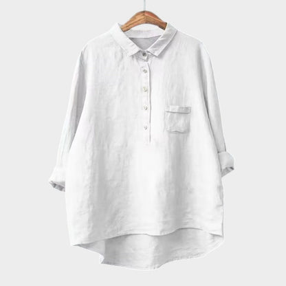 Ottilie | Women’s Relaxed Half Button Linen Blouse