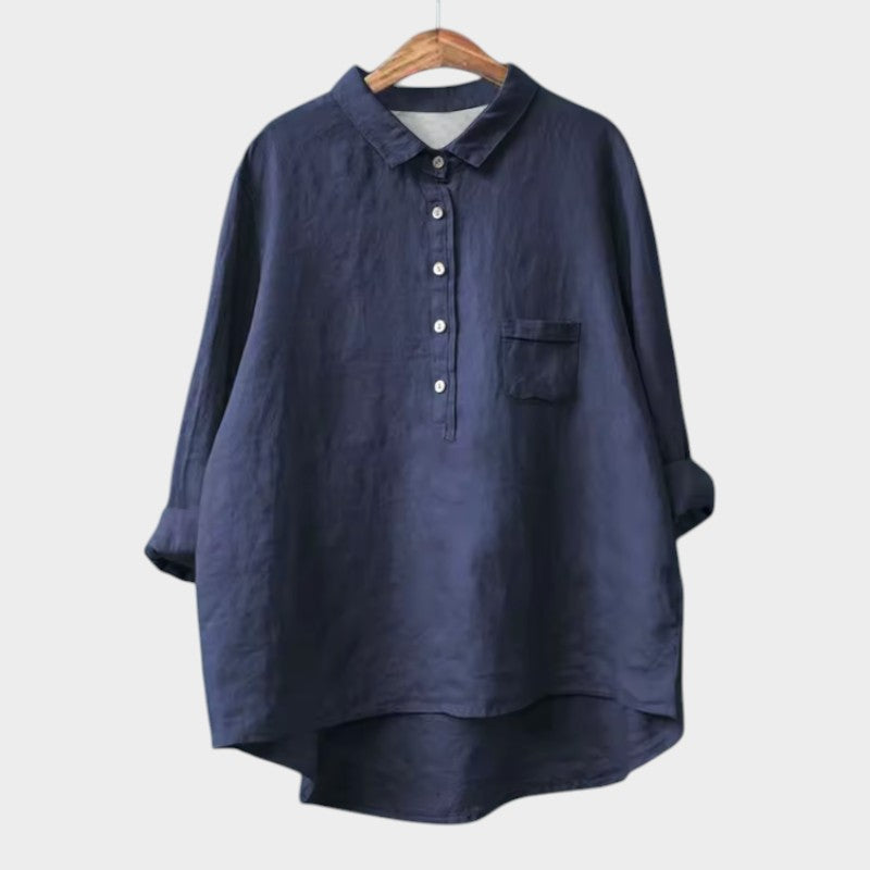 Ottilie | Women’s Relaxed Half Button Linen Blouse