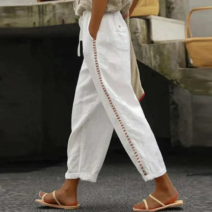 Abbie | Women’s High Waist Tapered Leg Side Stripe Pants
