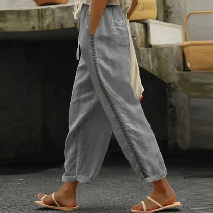 Abbie | Women’s High Waist Tapered Leg Side Stripe Pants