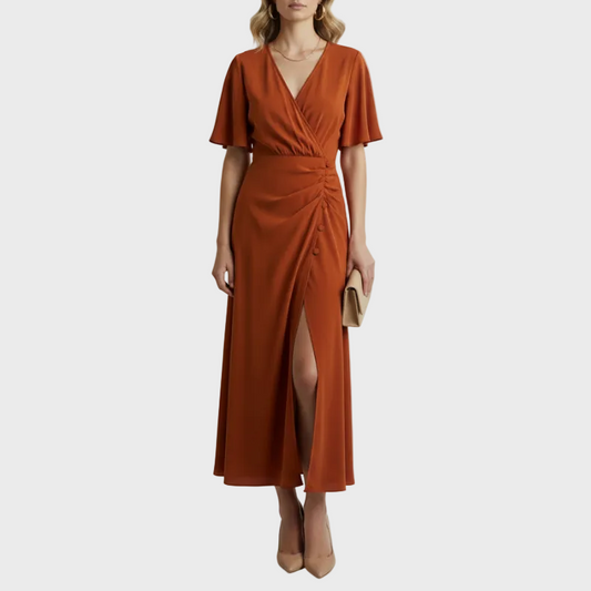 Maribel | Women’s Draped V-Neck Midi Dress