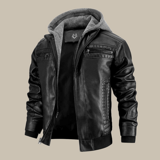Ashton | Men’s Leather Hooded Moto Jacket
