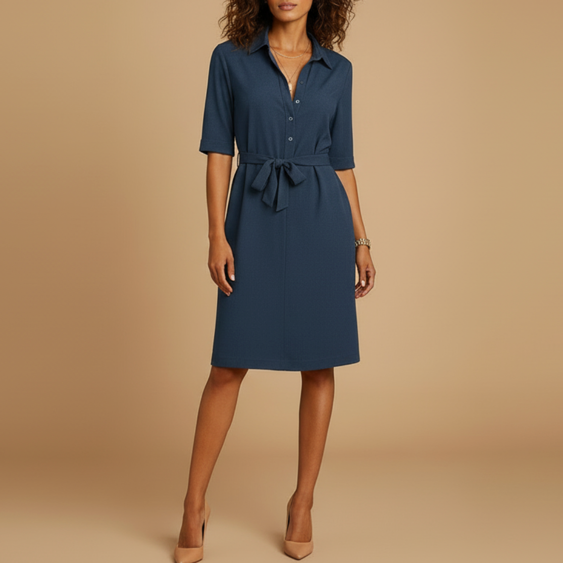 Jennifer | Women’s Spring Belted Shirt Dress